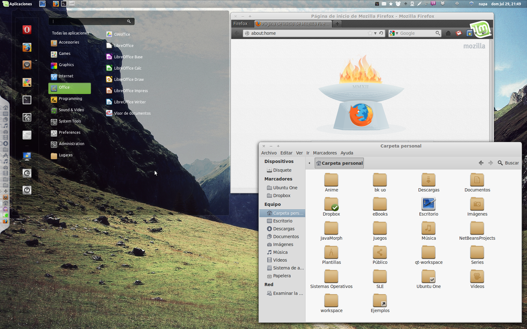 Linux Mint con el tema Lambda (gtk e iconos)